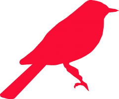 Red silhouette of a small bird